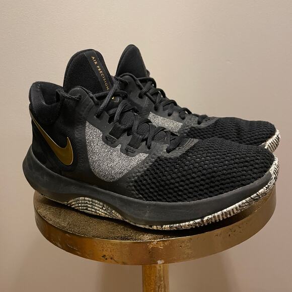 Nike Air Precision II Black, Gold Basketball Shoes – Mens 8.5 MSRP $140 - Picture 2 of 11